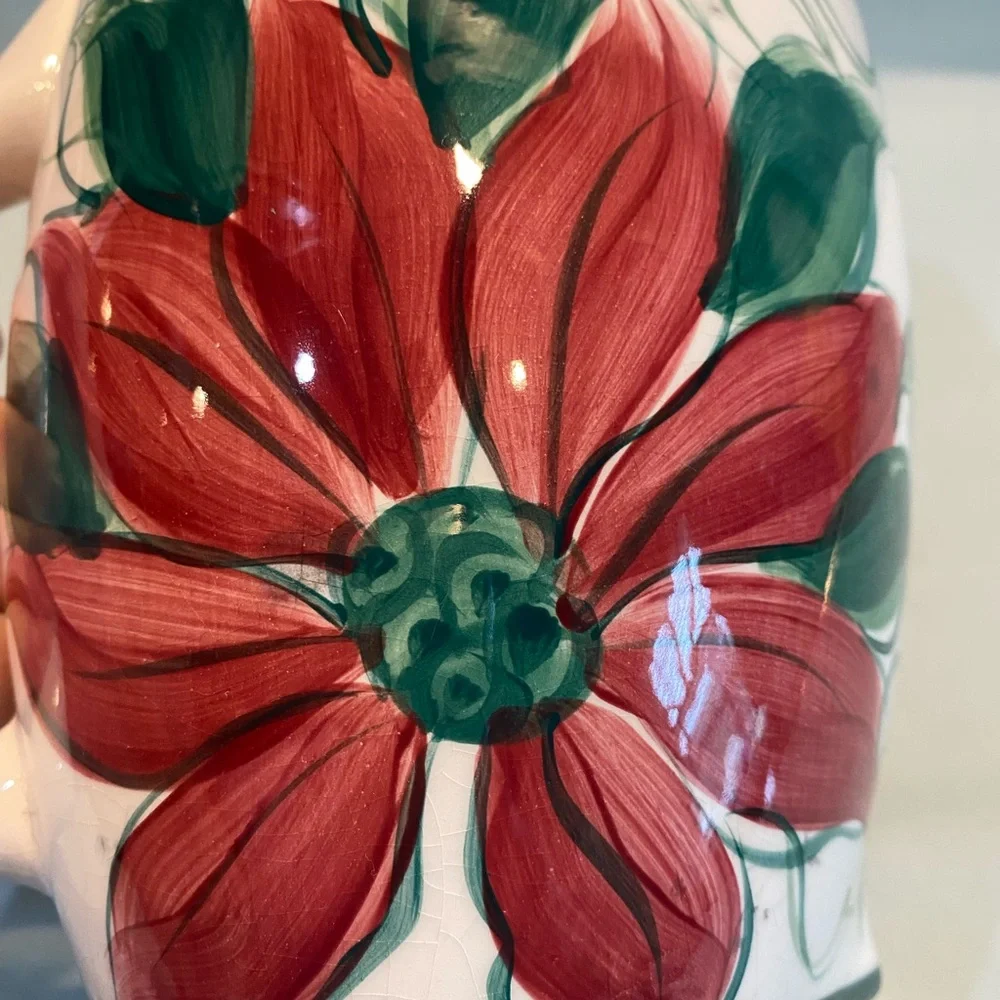 Gail Pittman Pottery Poinsettia Pitcher - Picture 12 of 15